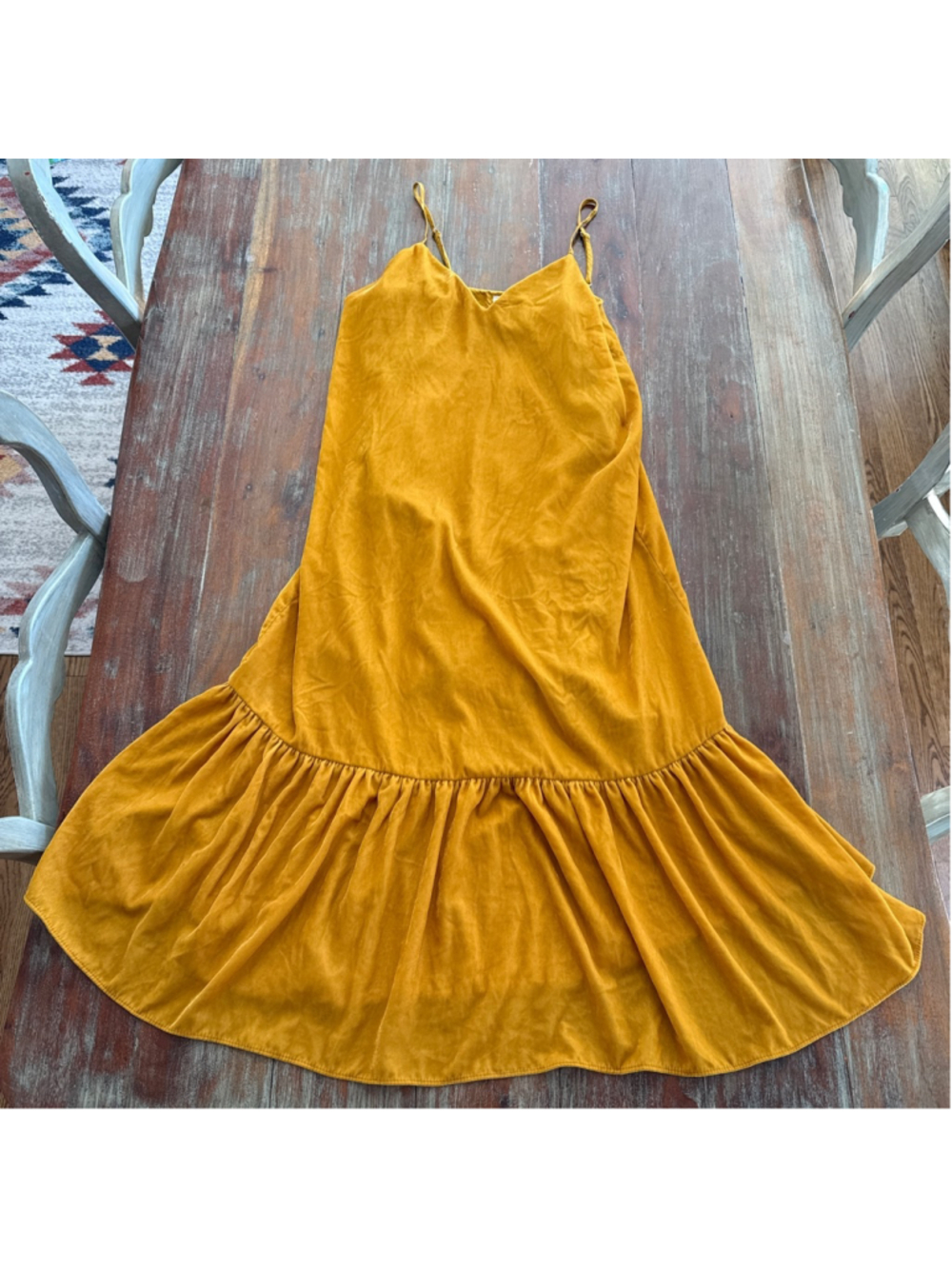 Urban Outfitters Mustard Velvet Madeline Cami Slip Dress Small